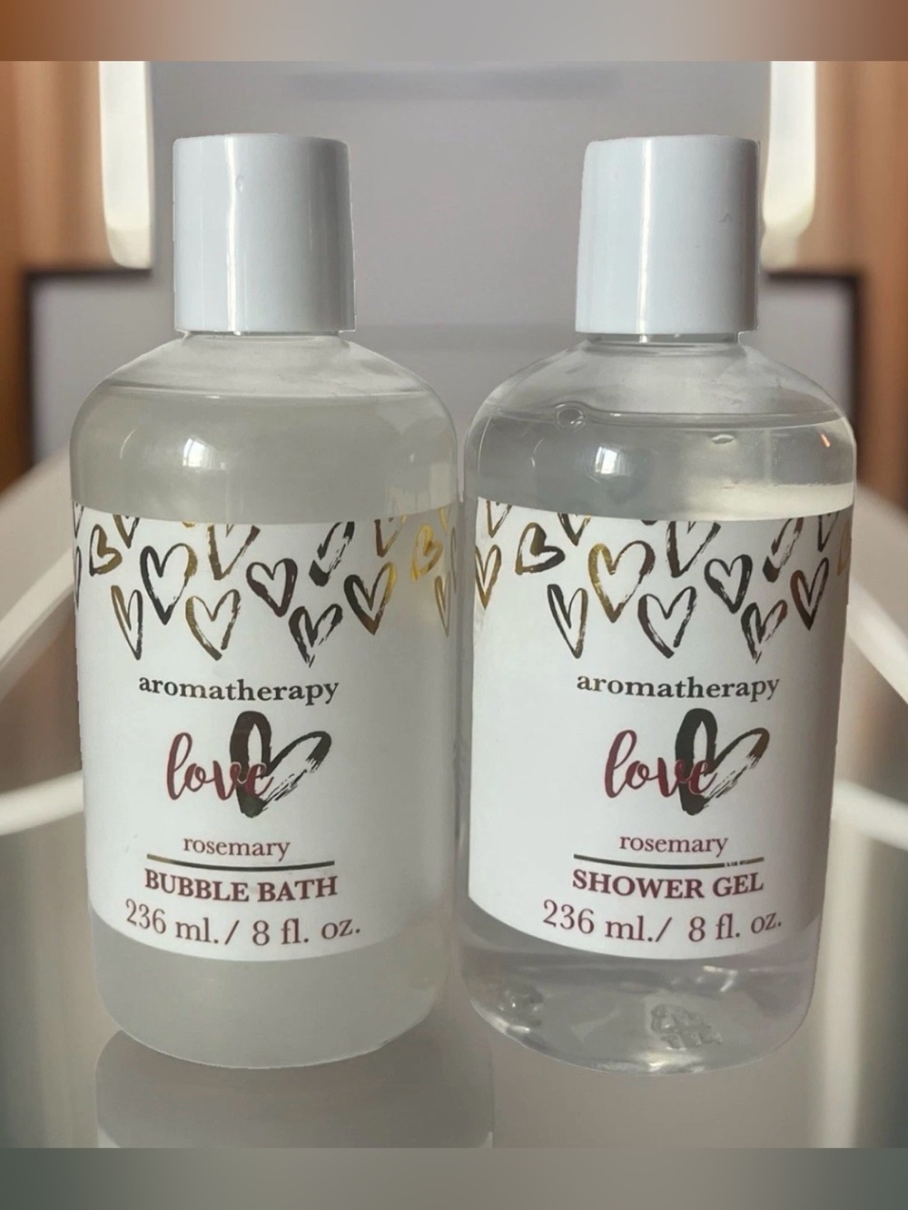 Aromatherapy LOVE Rosemary Shower Gel & Bubble Bath 8oz Each~Set Of 2 NEW!